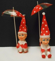 Christmas Circus Clown W Umbrellas Ornaments Vintage Made In Japan Lot Of 2 - £26.27 GBP