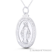 Mama Mary Miraculous Medal Virgen Madonna Milagrosa .925 Sterling Silver Pendant - £25.66 GBP+