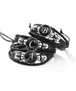 Classic PU Leather Letter Bracelet -  Artisan-Crafted Braided Beaded Design - $2.99