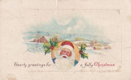 Jolly Christmas, Santa Claus Blue Suit &amp; Red Hat Brownington MO Postcard D54 - £2.35 GBP