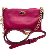 Coach Pebbled Leather Quinn Crossbody Bag in Cranberry (wallet sized) Ne... - £69.25 GBP