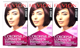 3 Pack Revlon Colorsilk Luminista 112 Burgundy Black Permanent Hair Color - £25.27 GBP