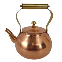 Vintage Copper Tea Kettle with Brass Handle, Made in Korea, Teapot Old D... - $30.96