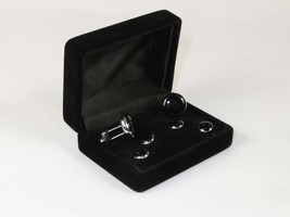 Men's J.Valintin Tuxedo Shirt Cufflinks Stud Set Black Silver 92565 image 2