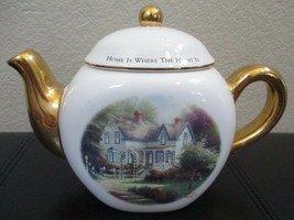 Thomas Kinkade Home Is Where The Heart Is Teapot Gold Trim by Teleflora ... - £4.74 GBP