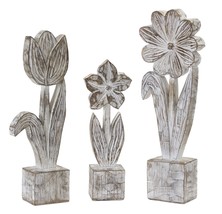 Potted Floral (Set of 3) 10.5&quot;H, 12.75&quot;H, 14.25&quot;H Resin/Stone Powder - £49.13 GBP