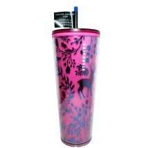 Pink Starbucks Color-Change Venti Tumbler Holiday Woodland Cup 24oz 2022 - £35.40 GBP