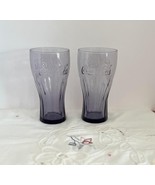 Set of 2 Purple Coca Cola Tumbler Glass 6&quot; Tall Holds 16 oz - $280.60 MXN
