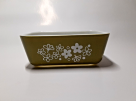 VINTAGE Pyrex Spring Blossom Green Crazy Daisy 502 Refrigerator Dish Made in USA - £13.82 GBP