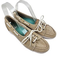 Keds Shoes Womens 7 Tan Beige Boat Casual Loafer Slip On Sparkle - £17.46 GBP