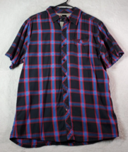 DC Shirt Mens Size Large Multi Plaid 100% Cotton Short Sleeve Collar Button Down - £11.85 GBP