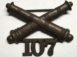 1902-1905, US ARMY ARTILLERY CORPS, BRONZE, 107th FIELD ARTILLERY, COLLA... - $35.00