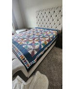 Hand Made American Pacific Design Patchwork Quilt Blanket  76&quot;x78&quot; Queen... - $125.00