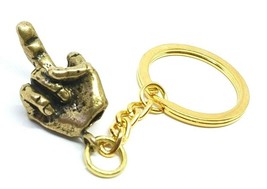 Up Yours Keyring Middle Finger Brass Despise Flip Bird Keychain Lanyard ... - $7.44