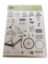 Stampin Up Acrylic Stamp Bike Ride Books Dogs Basket Flowers Apples Card... - $29.99