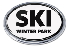 ski winter park white chrome auto emblem decal usa made - £29.90 GBP