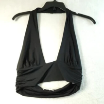 Better Be Cropped Top Womens Size Medium Black Nylon Ruched Halter Neck Pullover - £12.10 GBP