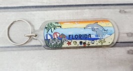 Florida Keychain Dolphins Beach Palm Tree Sea Shells Souvenir Sunset - £3.38 GBP