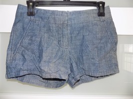 J. CREW FLAT FRONT CHINOS BROKEN-IN CHAMBRAY SHORTS SIZE 00 WOMEN&#39;S - $17.48