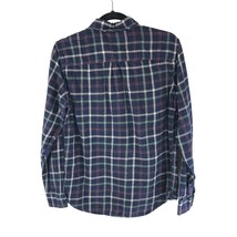 21 Men Forever 21 Flannel Shirt Button Down Plaid Pocket Blue S - £9.94 GBP