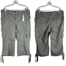 Gitano Capris 16 Olive Green Stretch Cargo Embroidered New - $29.00