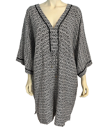 Lands&#39; End Black &amp; White Floral Print SS V Neck Swimsuit Coverup Dress  ... - €24,56 EUR