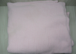 Pottery Barn kids pink thermal woven cotton blanket USED READ 67x78&quot; - £39.56 GBP