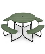 Green All Weather 8 Seater Picnic Table with Umbrella Hole - $445.49