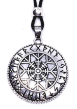 Helm of Awe Necklace Pendant Rune Yggdrasil Asatru Bead Tie Cord Aegishj... - £7.87 GBP