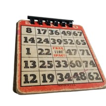 Vintage Bingo Card Notebook Spiral Paper Thick Cardboard Red Numbers Fre... - $12.94