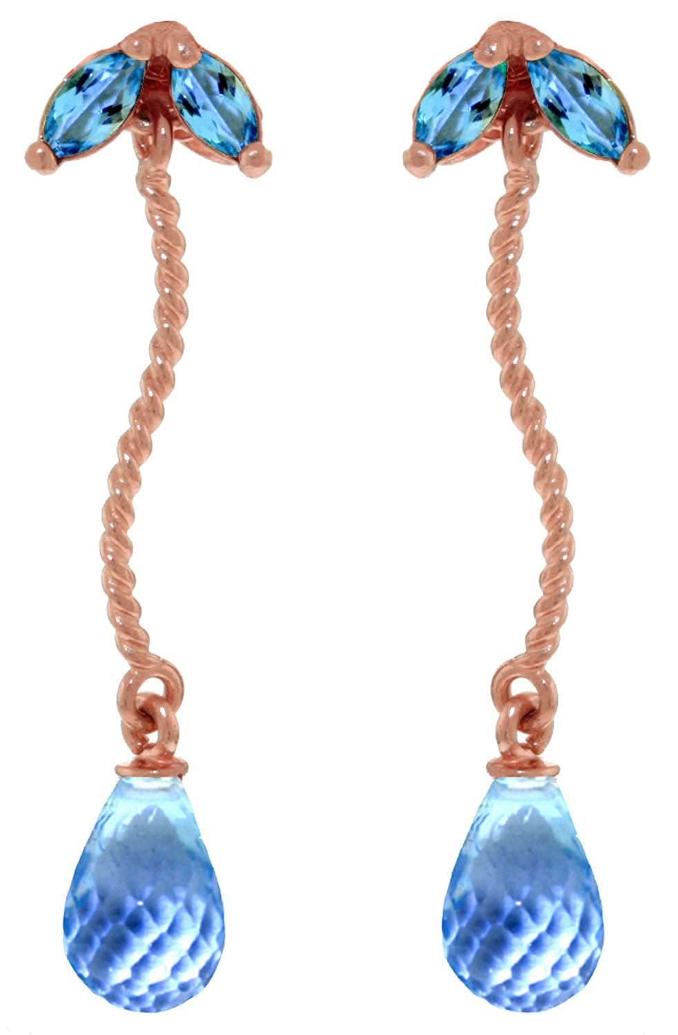 Galaxy Gold GG 14k Rose Gold Chandelier Earrings with Natural Blue Topaz - $485.09