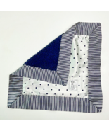 Little Giraffe Baby Blanket Navy/White Stripe Satin Trim Lovey Fleece Back - $126.16 CAD