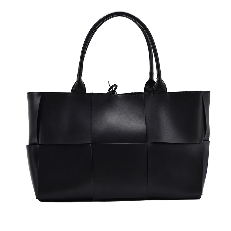 Retro Big Weave Women&#39;s Tote Bags New High Quality Leather Female Shopper Hand B - £75.92 GBP