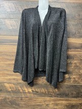 Saks Fifth Avenue Sweater Cardigan Small Black Silver Sequins Formal Metallic - £39.61 GBP