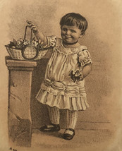 Young Child Playing Victorian Trade Card Sepia VTC 6 - $5.93