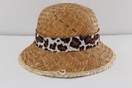 Oberon Safari Straw Hat Sz L Mens Leopard Print Band Animal Black Brown Spots - £7.86 GBP