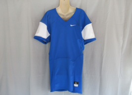 Nike Pro Combat football jersey  men&#39;s Large Blue  white trim style 4735... - $17.59