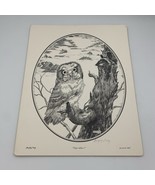 Vintage Signed Owl Print 1977 Beejay Frey “say Whoo?” Barred Owl 14.5x11.5 - $793.12 MXN