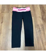 Lululemon Black Pink Crop Reversible Wunder Under Lo Rise Yoga Pant Legg... - £29.49 GBP