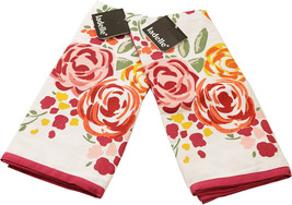 Ladelle Charlotte Kitchen Towels Floral Pattern on White Set of 2 - $241.08 MXN