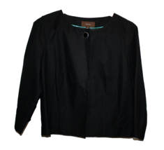 Merona Blazer Jacket Womens Sz Small S Solid Black Open Front Career Work Lined - £17.69 GBP