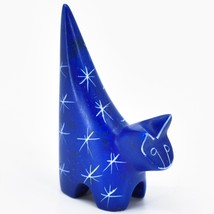 Vaneal Group Hand Carved Kisii Soapstone Tiny Miniature Blue Kitten Cat Figurine - £11.13 GBP