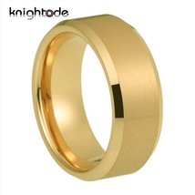 Gold Tungsten Carbide Engagement Rings for Men Women Wedding Bands Matte Finish  - £21.53 GBP