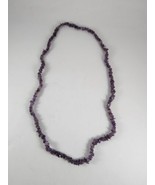 Vtg Purple Amethyst Stone 3/8&quot; Chip Beaded Necklace Polished 18&quot; Flat 36... - $19.79