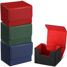 4 Pieces Leather Deck Card Boxes Cards Deck Game Box For Collectible Playing Car - £39.32 GBP