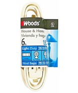 3 outlet WHITE EXTENSION CORD 72&quot; = 6&#39; ft 2 blade 16/2 awg Power Tap WOO... - $21.98 CAD