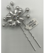 Illusions Pearl and Rhinestone Hair Pin Silver with Floral Spray New - $14.63 CAD
