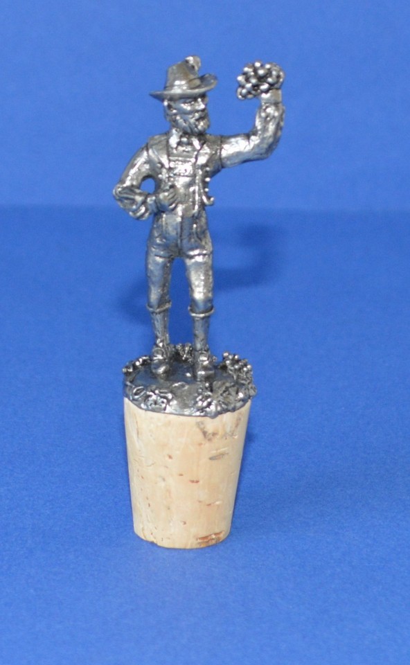 Miniature Item-Vintage Wine Stopper with Miniature Pewter Male Cowboy Fi... - $22.00