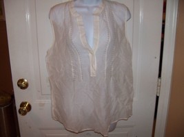 Theory  Off-White Sleeveless Smocked Top Size Large Women&#39;s EUC - £35.68 GBP