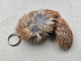 Real Fur Keychain Brown Hair Fur Genuine Leather handmade Keys Holder Ke... - £22.65 GBP